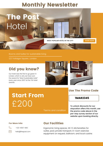 The Post hotel monthly email newsletter